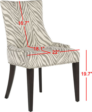 Safavieh Becca 19''H Grey/White Zebra Dining Chair-Silver Nail Heads Grey and Espresso Furniture 