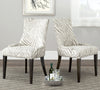 Safavieh Becca Grey/White Zebra Dining Chair-Silver Nail Heads Grey and Espresso  Feature