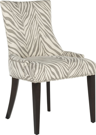 Safavieh Becca 19''H Grey/White Zebra Dining Chair-Silver Nail Heads Grey and Espresso Furniture 