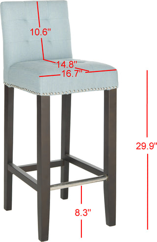 Safavieh Thompson Bar Stool Sky Blue and Espresso Furniture 