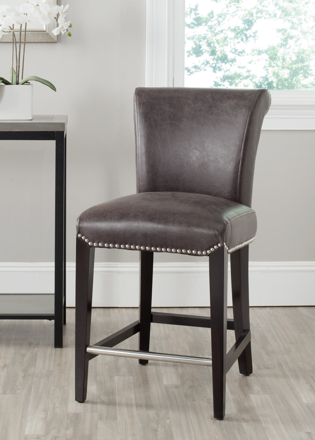 Safavieh Seth Counter Stool Antique Brown and Espresso  Feature