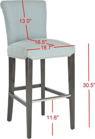 Safavieh Seth Bar Stool Sky Blue and Espresso Furniture 