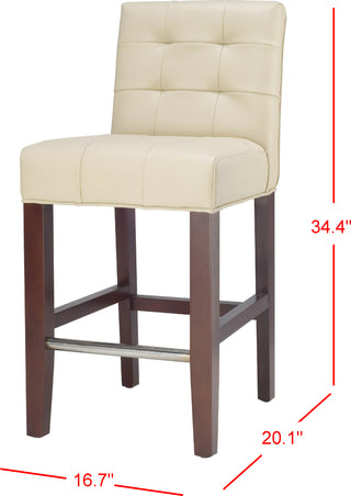 Safavieh Thompson 239'' Leather Counter Stool Cream and Cherry Mahogany Furniture 