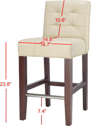 Safavieh Thompson 239'' Leather Counter Stool Cream and Cherry Mahogany Furniture 