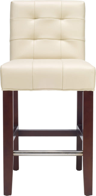 Safavieh Thompson 239'' Leather Counter Stool Cream and Cherry Mahogany Furniture main image