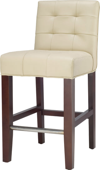 Safavieh Thompson 239'' Leather Counter Stool Cream and Cherry Mahogany Furniture 