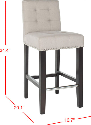 Safavieh Thompson 239'' Linen Counter Stool With Silver Nailheads Taupe and Espresso Furniture 