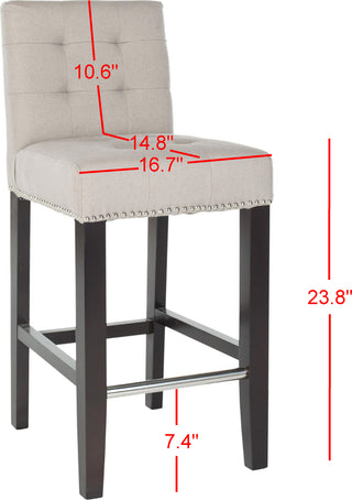 Safavieh Thompson 239'' Linen Counter Stool With Silver Nailheads Taupe and Espresso Furniture 