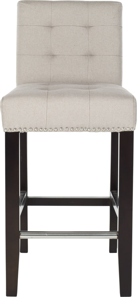 Safavieh Thompson 239'' Linen Counter Stool With Silver Nailheads Taupe and Espresso Furniture main image