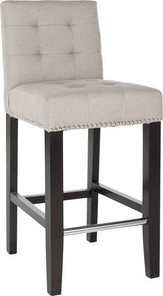 Safavieh Thompson 239'' Linen Counter Stool With Silver Nailheads Taupe and Espresso Furniture 