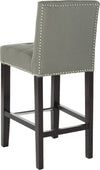 Safavieh Thompson 239'' Linen Counter Stool With Silver Nailheads Sea Mist and Espresso Furniture 