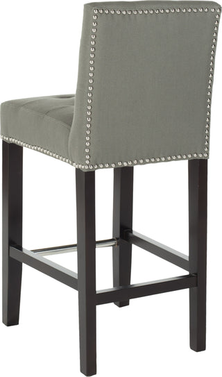 Safavieh Thompson 239'' Linen Counter Stool With Silver Nailheads Sea Mist and Espresso Furniture 