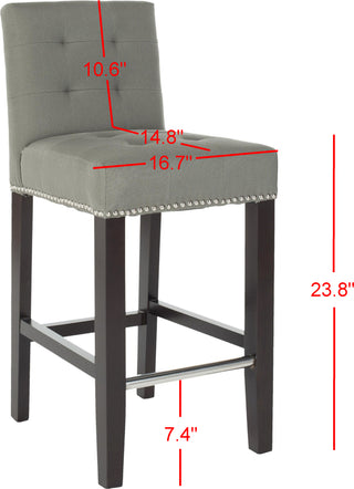 Safavieh Thompson 239'' Linen Counter Stool With Silver Nailheads Sea Mist and Espresso Furniture 