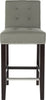 Safavieh Thompson 239'' Linen Counter Stool With Silver Nailheads Sea Mist and Espresso Furniture main image