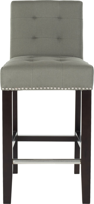 Safavieh Thompson 239'' Linen Counter Stool With Silver Nailheads Sea Mist and Espresso Furniture main image