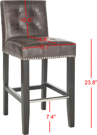 Safavieh Thompson 239'' Leather Counter Stool With Silver Nailheads Antique Brown and Espresso Furniture 