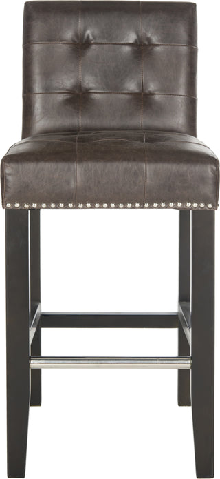 Safavieh Thompson 239'' Leather Counter Stool With Silver Nailheads Antique Brown and Espresso Furniture main image