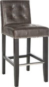 Safavieh Thompson 239'' Leather Counter Stool With Silver Nailheads Antique Brown and Espresso Furniture 