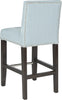 Safavieh Thompson 239'' Linen Counter Stool With Silver Nailheads Sky Blue and Espresso Furniture 