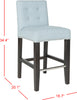 Safavieh Thompson 239'' Linen Counter Stool With Silver Nailheads Sky Blue and Espresso Furniture 