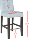 Safavieh Thompson 239'' Linen Counter Stool With Silver Nailheads Sky Blue and Espresso Furniture 