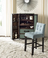 Safavieh Thompson Linen Counter Stool With Silver Nailheads Sky Blue and Espresso  Feature