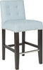 Safavieh Thompson 239'' Linen Counter Stool With Silver Nailheads Sky Blue and Espresso Furniture 
