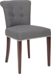 Safavieh Arion 21''H Linen Ring Chair-Nickel Nail Heads (SET Of 2) Charcoal and Cherry Mahogany Furniture 