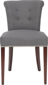 Safavieh Arion 21''H Linen Ring Chair-Nickel Nail Heads (SET Of 2) Charcoal and Cherry Mahogany Furniture main image