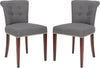 Safavieh Arion 21''H Linen Ring Chair-Nickel Nail Heads (SET Of 2) Charcoal and Cherry Mahogany Furniture 
