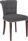 Safavieh Arion 21''H Linen Ring Chair-Nickel Nail Heads (SET Of 2) Charcoal and Cherry Mahogany Furniture 