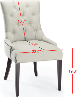 Safavieh Amanda 19''H Linen Tufted Chair-Nickel Nail Heads Taupe and Cherry Mahogany Furniture 