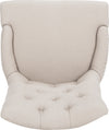 Safavieh Amanda 19''H Linen Tufted Chair-Nickel Nail Heads Taupe and Cherry Mahogany Furniture 