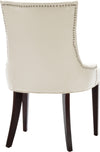 Safavieh Amanda 19''H Leather Tufted Chair-Nickel Nail Heads Flat Cream and Cherry Mahogany Furniture 