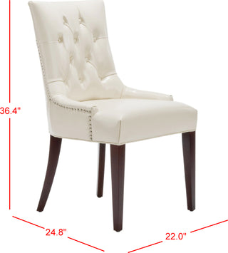 Safavieh Amanda 19''H Leather Tufted Chair-Nickel Nail Heads Flat Cream and Cherry Mahogany Furniture 