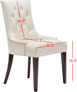 Safavieh Amanda 19''H Leather Tufted Chair-Nickel Nail Heads Flat Cream and Cherry Mahogany Furniture 