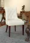 Safavieh Amanda Leather Tufted Chair-Nickel Nail Heads Flat Cream and Cherry Mahogany  Feature