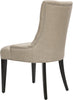 Safavieh Amanda 19''H Linen Tufted Chair-Nickel Nail Heads Antique Gold and Espresso Furniture 