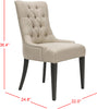 Safavieh Amanda 19''H Linen Tufted Chair-Nickel Nail Heads Antique Gold and Espresso Furniture 