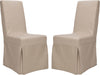 Safavieh Adrianna 19''H Linen Slipcover Chair (SET Of 2) Ecru and Cherry Mahogany Furniture 