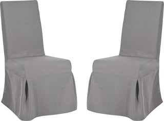 Safavieh Adrianna 19''H Linen Slipcover Chair (SET Of 2) Arctic Grey and Cherry Mahogany Furniture 