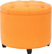 Safavieh Odell Tufted Ottoman Tangerine and Black Furniture 