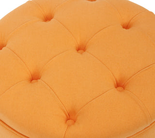 Safavieh Odell Tufted Ottoman Tangerine and Black Furniture 