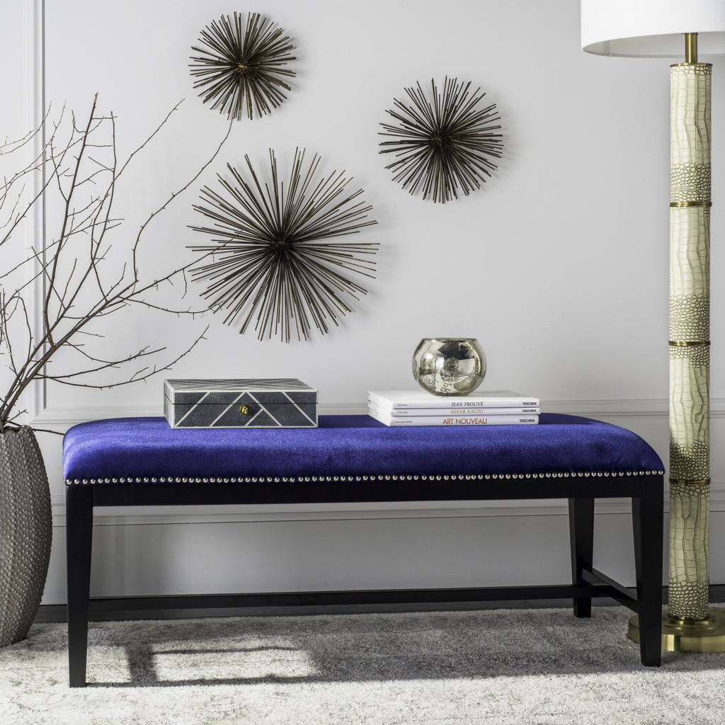 Safavieh Zambia Bench Royal Blue and Black  Feature