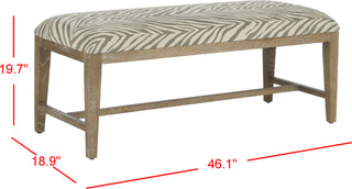 Safavieh Zambia Bench Grey Zebra and White Washed Furniture 