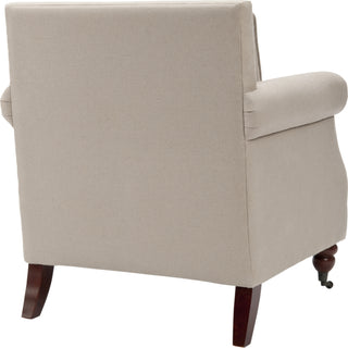 Safavieh Karsen Club Chair With Brass Nail Heads Taupe and Dark Cherry Finish Furniture 