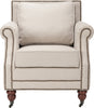 Safavieh Karsen Club Chair With Brass Nail Heads Taupe and Dark Cherry Finish Furniture main image