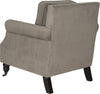 Safavieh Karsen Club Chair With Silver Nail Heads Mushroom Taupe and Espresso Furniture 