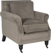 Safavieh Karsen Club Chair With Silver Nail Heads Mushroom Taupe and Espresso Furniture 