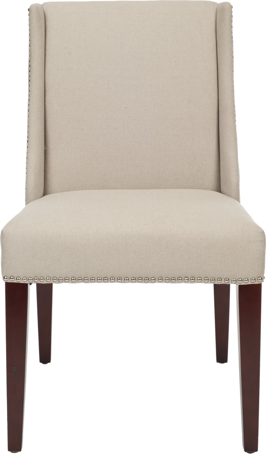 Safavieh Rachel 21''H Arm Chair-Silver Nail Head Taupe and Cherry Mahogany Furniture main image